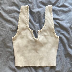 Thick white ribbed tank top